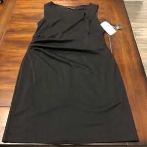 NWT black sheath dress with ruching, full lined